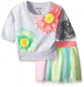Kensie Girls French Terry Cropped Top & Skirt W/Rainbow Tulle Size 4 5 6 6X $42