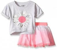 Kensie Girls French Terry Cropped Top & Skirt W/Pink Tulle Size 4 5 6 6X $42