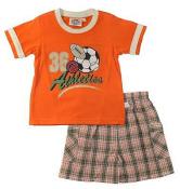 Sweet & Soft Infant Boys Orange Top 2pc Plaid Short Set Size 18M