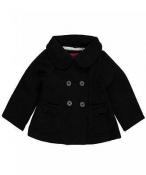 London Fog Infant Girls Black Faux Wool Outerwear Coat Size 24M