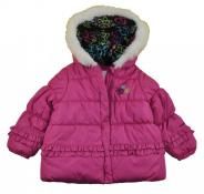 London Fog Infant Girls Pink Faux Fur Hood Trim Fleece Lined Coat Size 24M $60