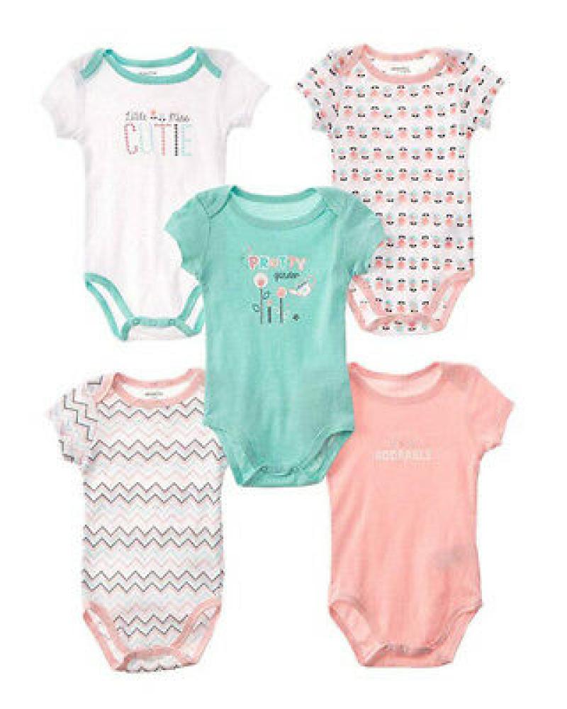 Absorba Infant Girls Pretty Garden 5pc S/S Bodysuits Size 0/3M 3/6M 6/9M $32
