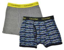 Calvin Klein Boys Gray Black Print 2pc Boxer Brief Size 4/5 6/7 8/10 12/14 16/18