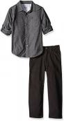 Calvin Klein Boys Gray Woven Shirt 2pc Pant Set Size 2T 3T 4T 4 5 6