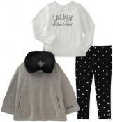 Calvin Klein Infant Girls Poncho 3pc Legging Set Size 3/6M 6/9M 12M 18M 24M