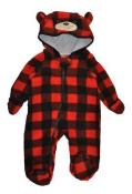 Kiko & Max Infant Boys Plaid Print Faux Sherpa Pram Size 3/6M 6/9M