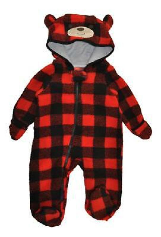 Kiko & Max Infant Boys Plaid Print Faux Sherpa Pram Size 3/6M 6/9M