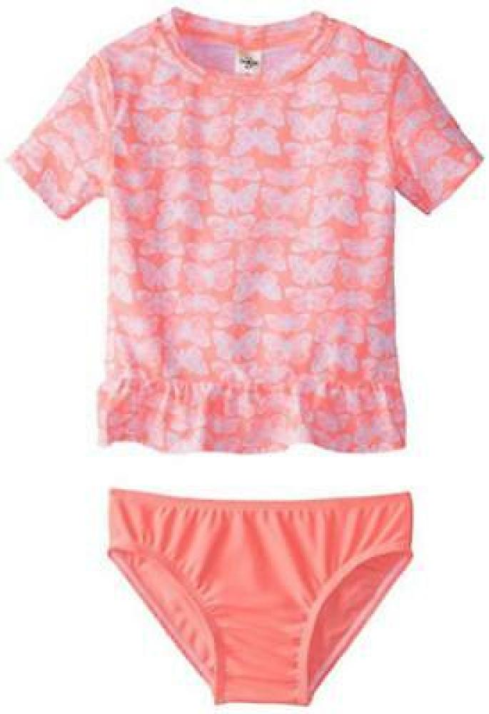 Osh Kosh Infant Girls Peplum Short Sleeve Rash Guard Set Size 6/9M