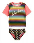 Skechers Infant Girls Multi Color S/S Rashguard Swim Set Size 12M 18M 24M