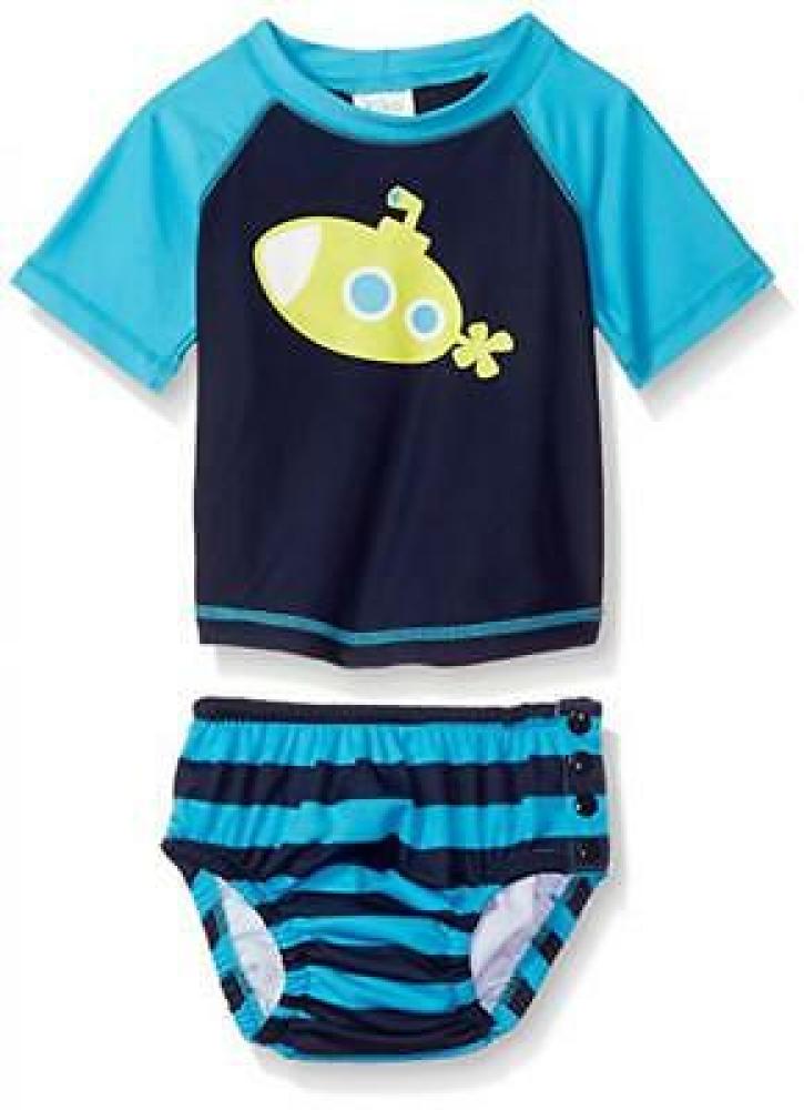 Kiko & Max Infant Boys Blue 2pc Rashguard Swim Set Size S M L