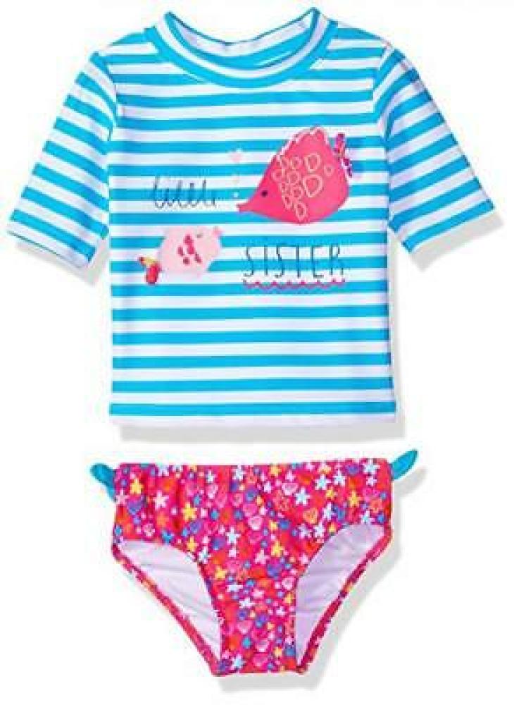 Kiko & Max Infant Girls Turquoise Rashguard Swim Set Size 3/6M 6/9M 12M 18M 24M