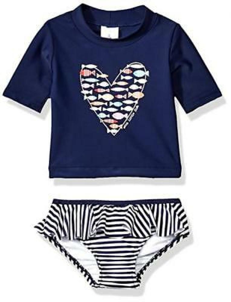 Kiko & Max Infant Girls Navy Star Rashguard Swim Set Size 3/6M 6/9M 12M 18M 24M
