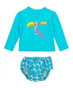 Kiko & Max Infant Girls Aqua Tucan 2pc Rashguard Swim Set Size S M L
