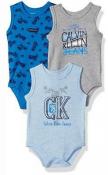 Calvin Klein Infant Boys Blue 3pc Sleeveless Bodysuits Size 0/3M 3/6M 6/9M $42