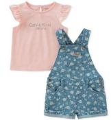 Calvin Klein Girls Pink & Blue Shortall Set Size 2T 3T 4T 4 5 6 6X