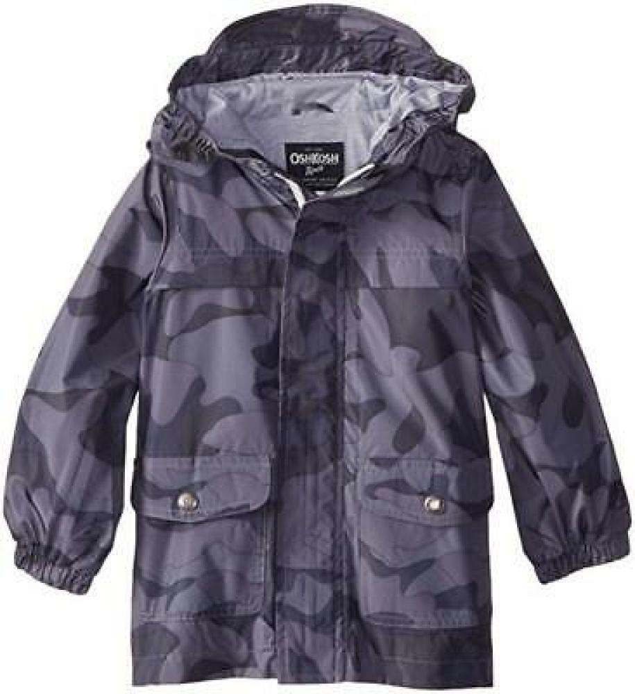 Osh Kosh B'gosh Boys Gray Camo Rainslicker Jacket Size 4 5/6
