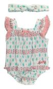 Lucky Brand Infant Girls Sunsuit W/Headband Size 0/3M 3/6M 6/9M 12M 18M