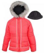 London Fog Girls Coral Coat with Hat Size 4 5/6 6X