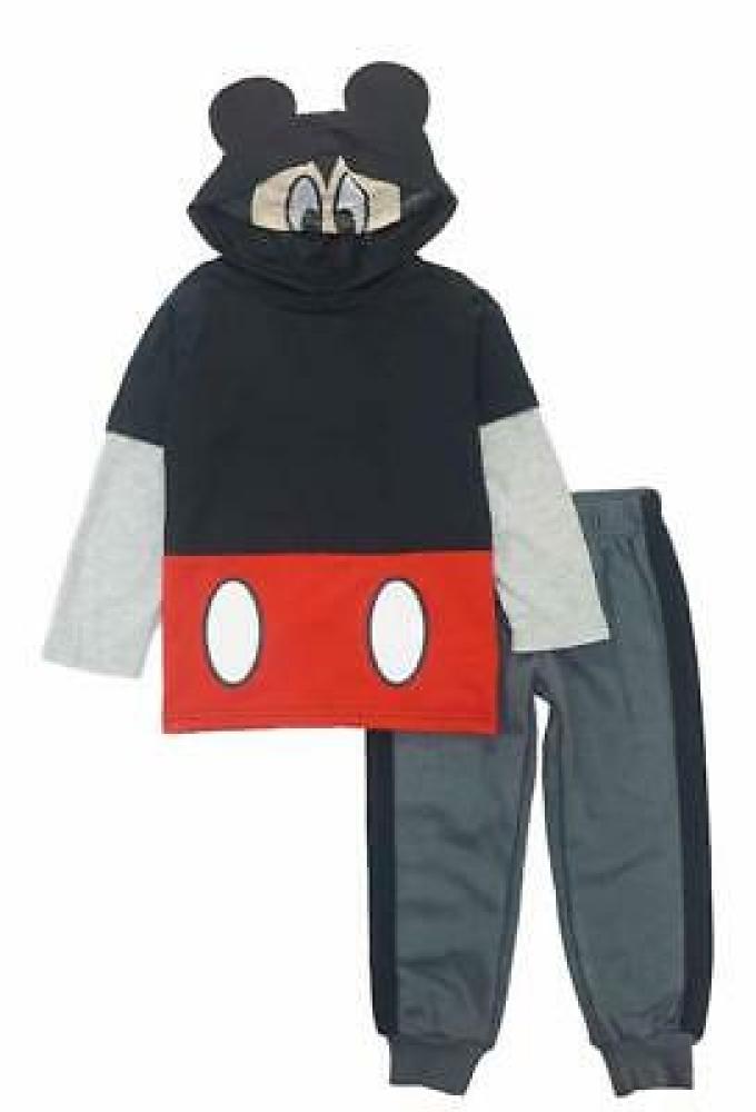 Mickey Mouse Boys Mesh Mask Hooded Top 2pc Pant Set Size 12M 18M 24M 2T 3T 4T