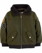 Carter's Boys Olive Faux Wool Bomber Jacket Size 2T 3T 4T 4 5/6 7
