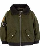 Carter's Boys Olive Faux Wool Bomber Jacket Size 2T 3T 4T 4 5/6 7