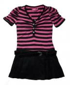 Chillipop Girls S/S Pink & Black Dress W/Belt Size 4 5/6 6X