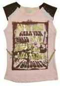 Star Ride Girls S/S Pink & Brown Top W/Chain Size 4 $18