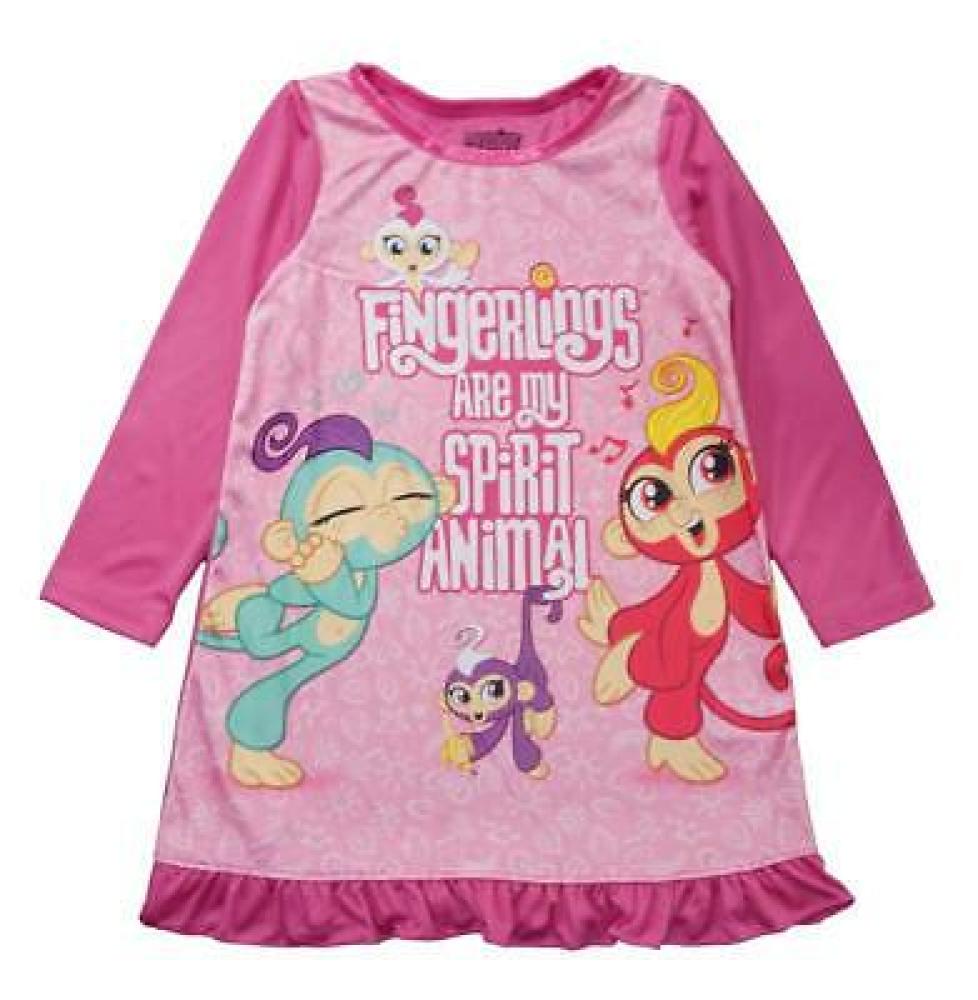 Fingerlings Little/Big Girls Long Sleeve Pajama Nightgown Size 4 6 8 10 $36