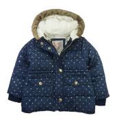 Carter's Girls Navy & Gold Dot Parka Outerwear Jacket Size 2T 3T 4T 4 5/6 6X