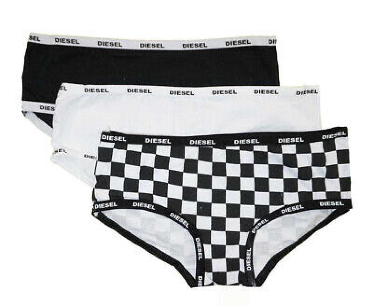 Diesel Girls Black Checks Three-Pack Hipsters Size S M L