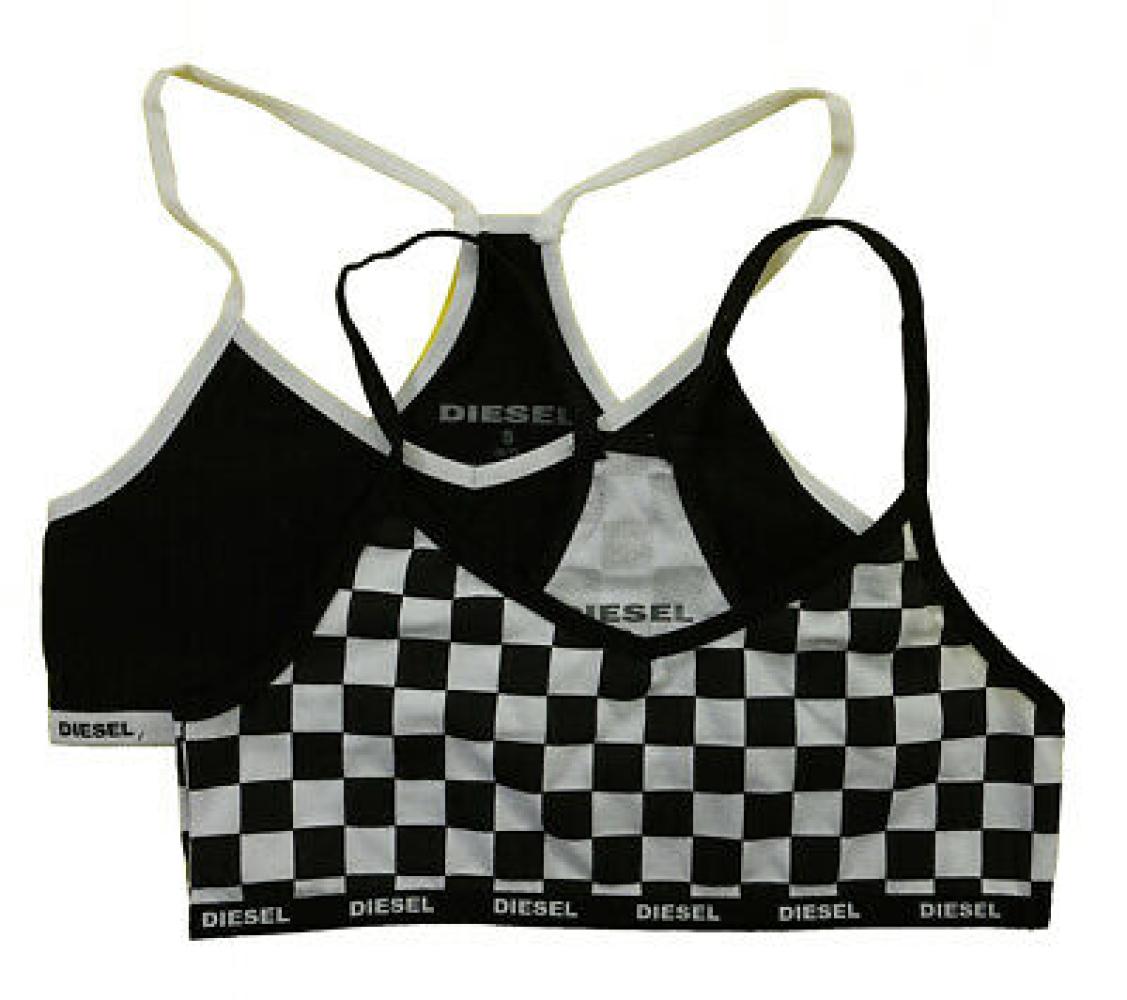 Diesel Girls Black Checks Two-Pack Racer Back Bralettes Size S M L