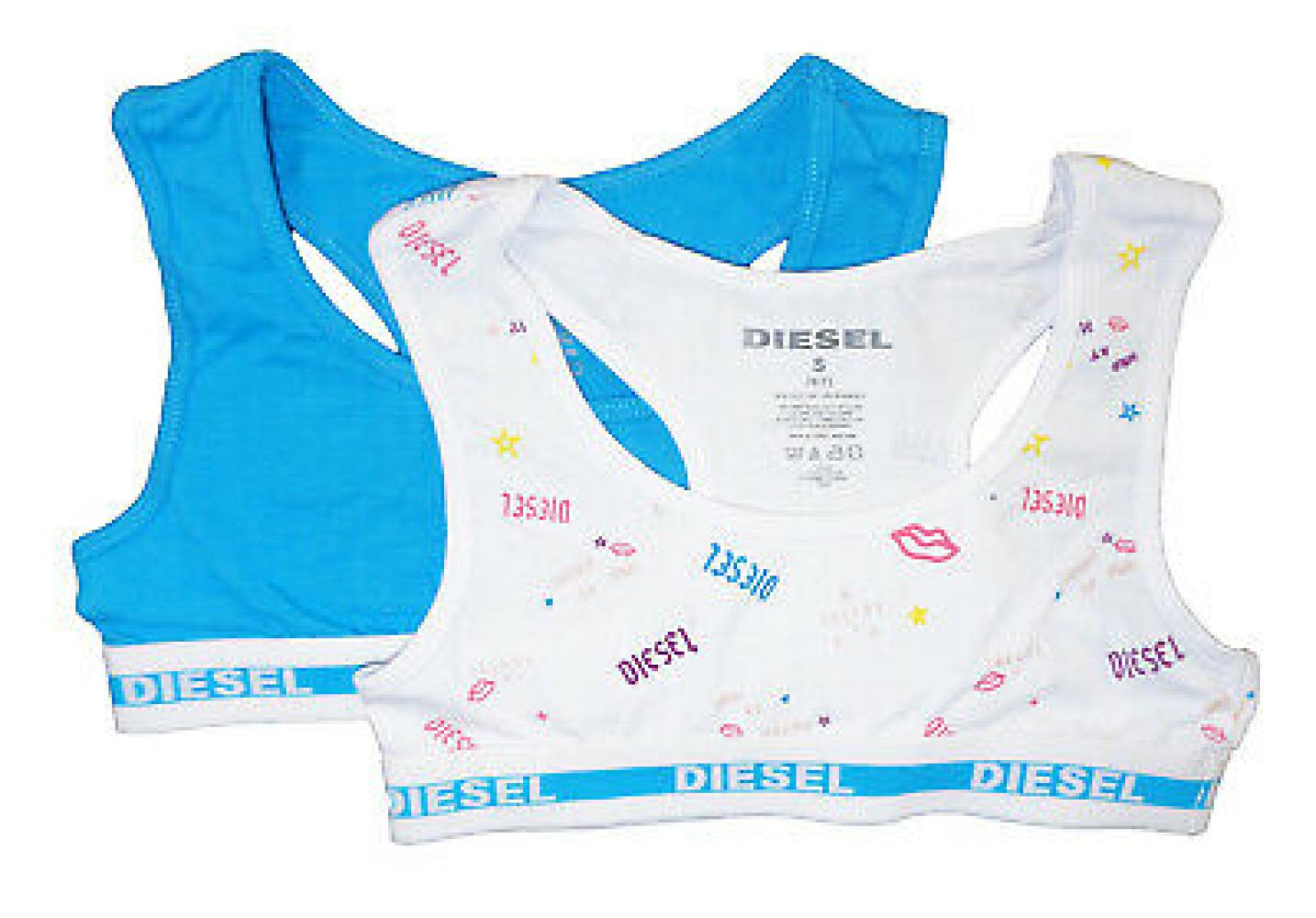 Diesel Girls Blue & White Two-Pack Racer Back Sports Bra Size S M L