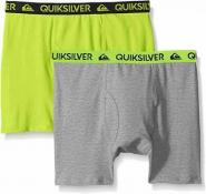 Quiksilver Boys Lime & Gray 2pk Solid Boxer Briefs Size 4/5 6/7 $18