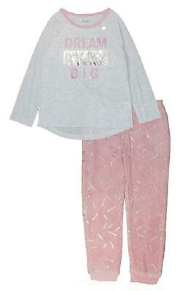 DKNY Big Girls Pink & Gray 2pc Pajama Pant Set Size 7 8/10 12 14/1+