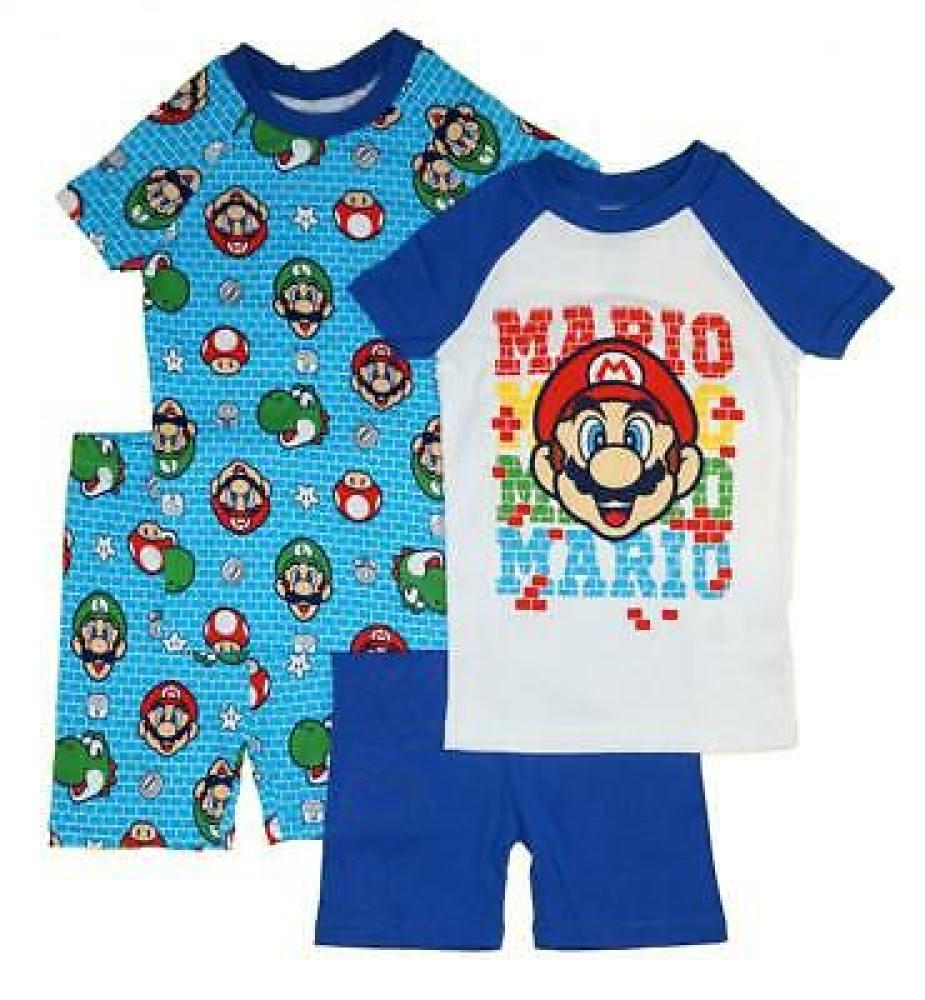 Super Mario Boys 4pc Pajama Short Set Size 4 6 8 10