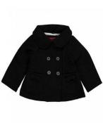 London Fog Infant Girls Black Faux Wool Outerwear Coat Size 12M