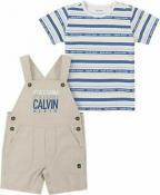 Calvin Klein Infant Boys Khaki 2pc Shortall Set Size  0/3M 3/6M 6/9M 12M 18M 24M
