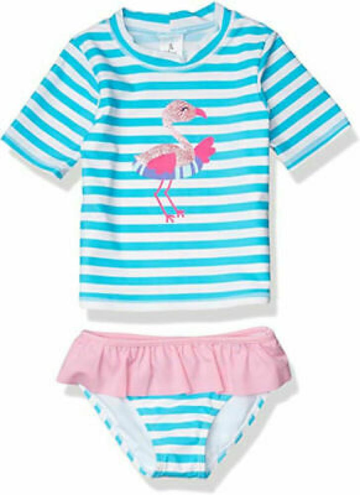 Kiko & Max Infant Girls 2pc Flamingo Rashguard Swim Set Size 12M 18M 24M
