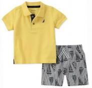 Nautica Infant Boys Yellow Polo 2pc Short Set Size 3/6M 6/9M $50