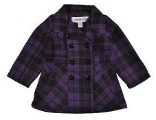 London Fog Toddler Girls Purple Sparkling Plaid Wool Coat Size 4T