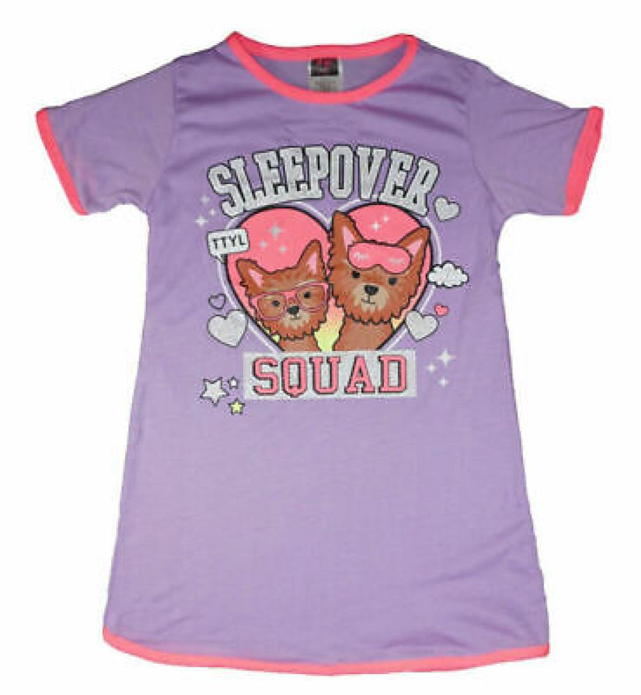 Angel Face Girls Purple Sleepover Squad Nightgown Size 4 6 8 10 12 14