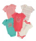 Lucky Brand Infant Girls 5 Pack Coral & Turquoise Bodysuits Size 0/3M 3/6M 6/9M