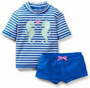 Carter's Infant Girls Blue Striped 2pc Rashguard Swim Set Size 12M