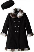 Rothschild Girls Black Dressy Coat with Faux Fur Trim Size 2T 3T 4T 5 6 6X