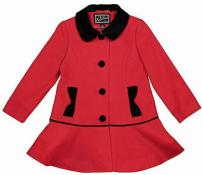 Rothschild Toddler Girls Red & Black Faux Wool Coat Size 2T