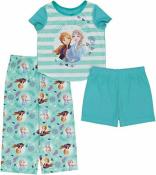 Disney Frozen Toddler Girls S/S Three-Piece Pajama Set Size 2T 3T 4T