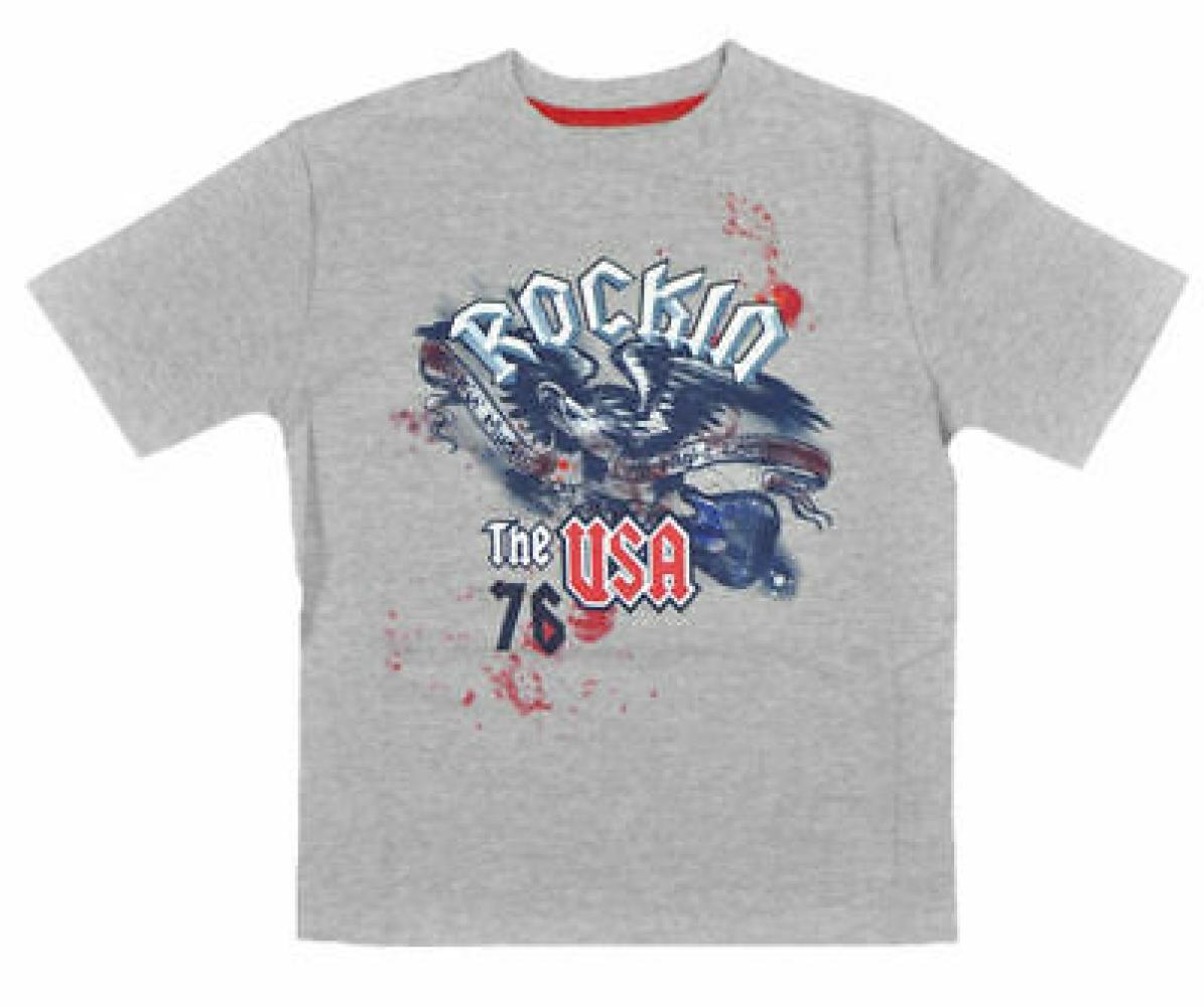 Faded Glory Big Boys S/S Gray Rockin USA Top Size  10/12 14/16 