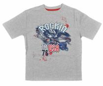 Faded Glory Big Boys S/S Gray Rockin USA Top Size  10/12 14/16 