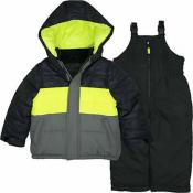 Carter's Boys Black & Neon Yellow 2pc Snowsuit Size 4 5/6 7