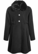 Rothschild Girls Black Bow Faux Wool Coat Size 2T 3T 4T 4 5/6 6X